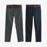 Kit 2 Calças Chino Regular Fit Perna Reta + Cinto Grátis - SOMENTE HOJE 🔥