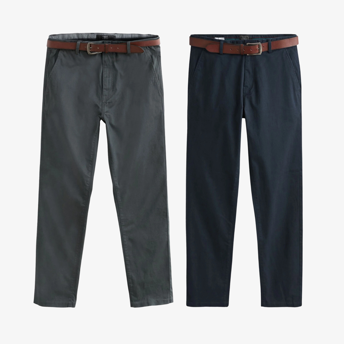 Kit 2 Calças Chino Regular Fit Perna Reta + Cinto Grátis - SOMENTE HOJE 🔥